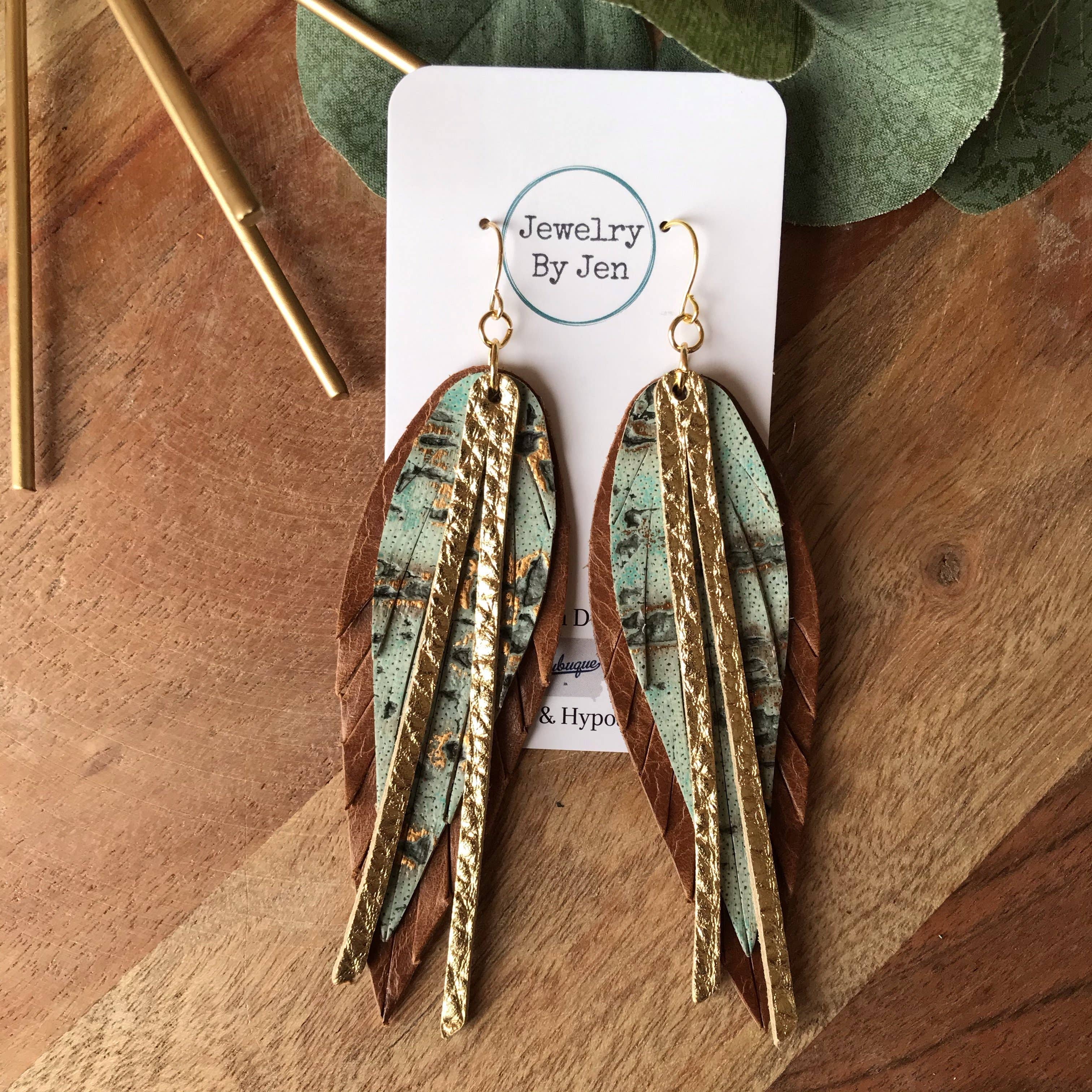 DIY Leather Feather Earrings