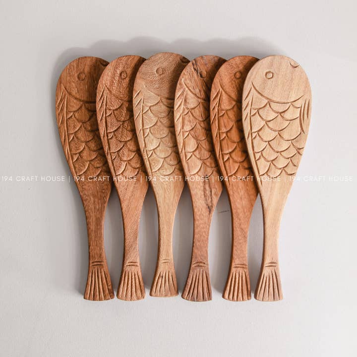 194 Craft House - Vendita all'ingrosso Cucchiai da cucina - Cucchiaio da riso in legno a forma di pesce - spatola in legno6