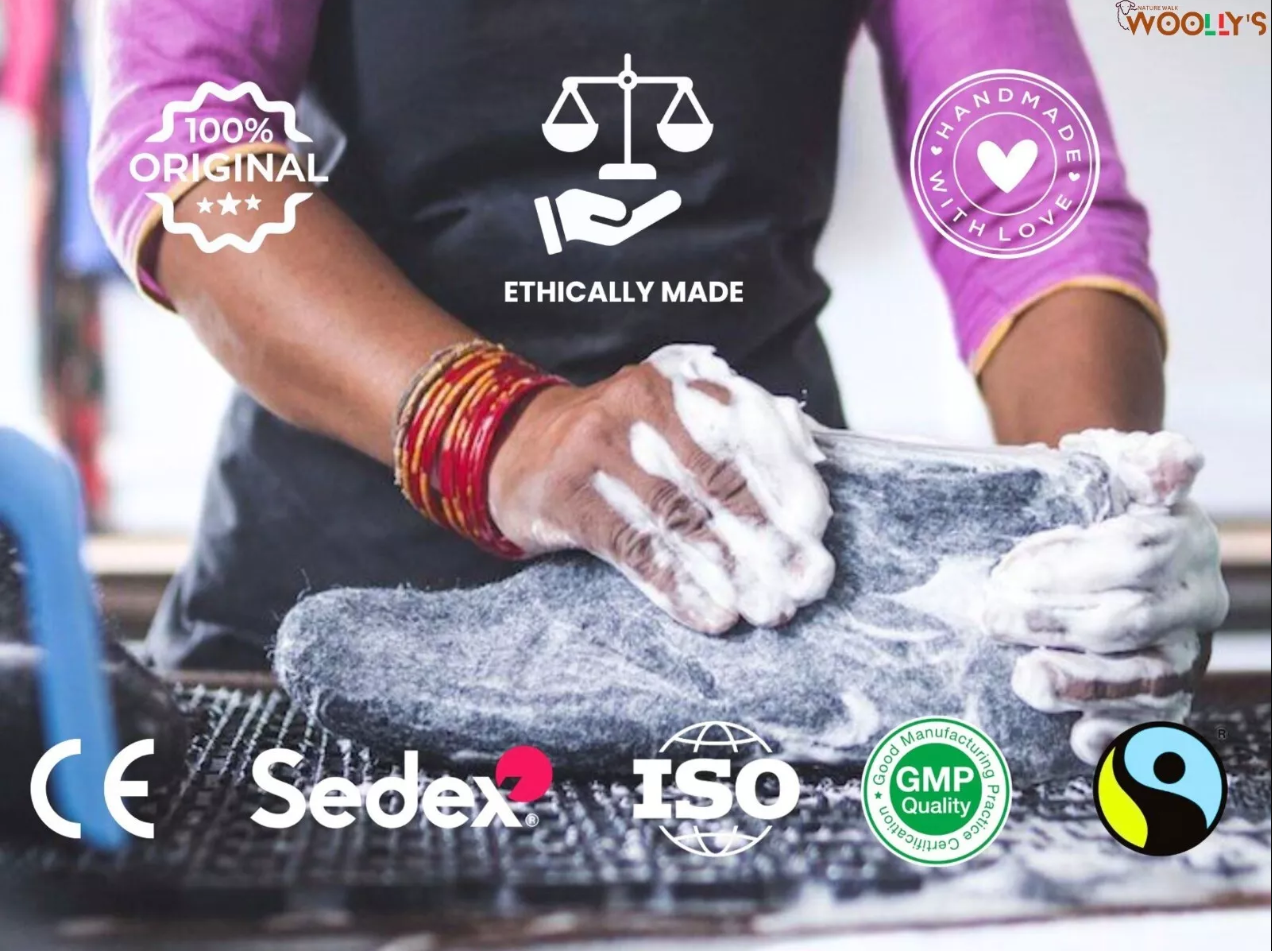 Woollyes Inc – Großhandel Hausschuhe – Unisex – Hausschuhe mit offenem Absatz und Ledersohle für den Innenbereich — Naturbraun15