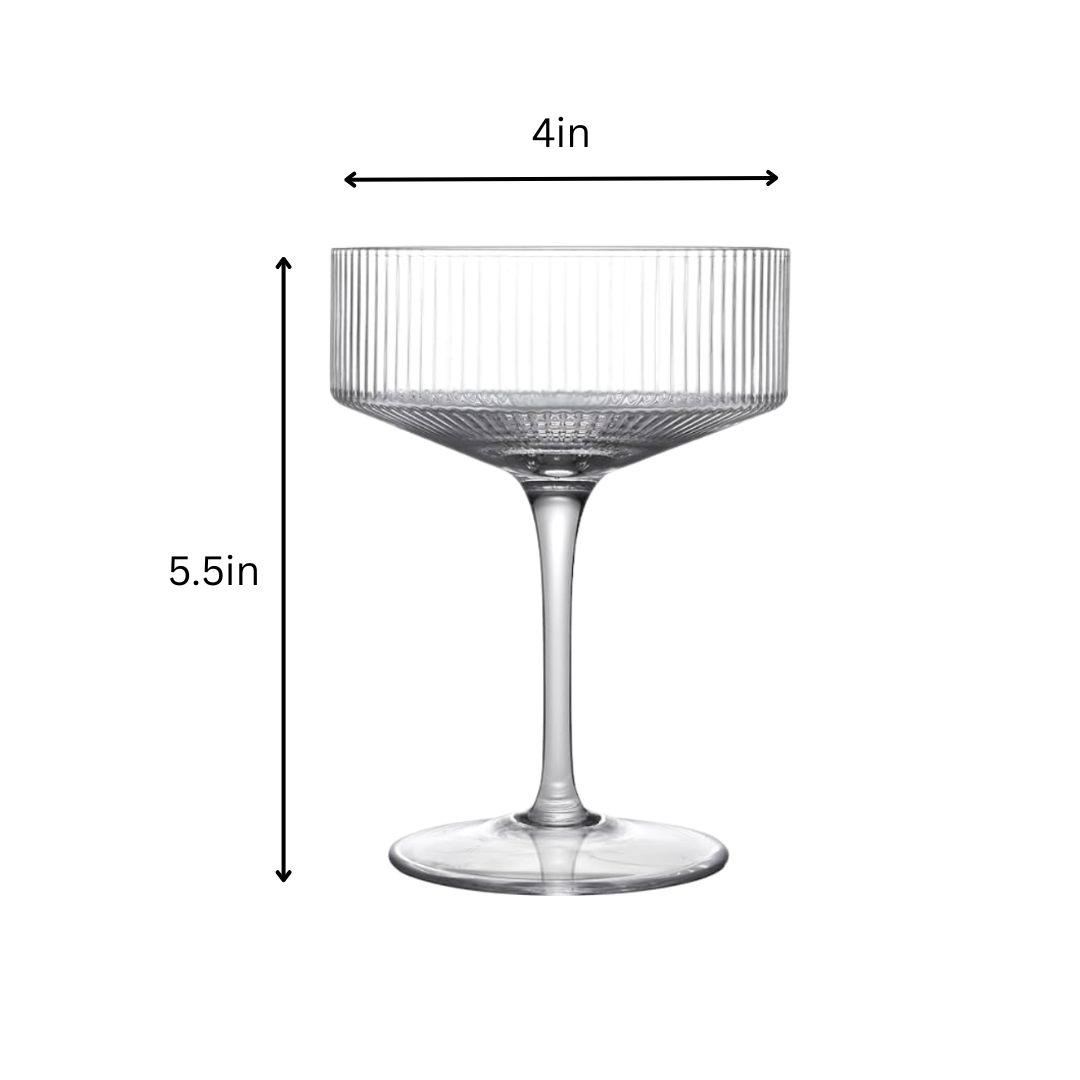 Lemonsoda - Wholesale Cocktail/Liquor Glass - Clear Ribbed Martini Coupe Glass - 9.5oz (1pc) 25
