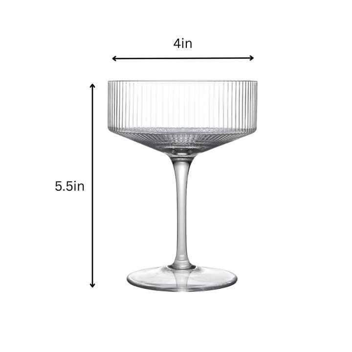 Lemonsoda - Wholesale Cocktail/Liquor Glass - Clear Ribbed Martini Coupe Glass - 9.5oz (1pc) 66