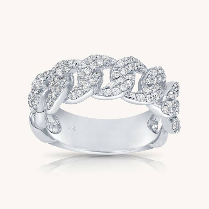 All Diamond Source – wholesale Multi-stone ring – 14K Solid Gold and Diamond Cuban Link Ring For Men and Women