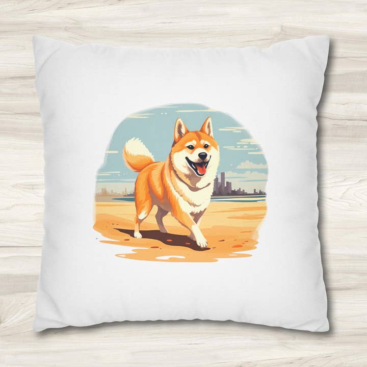 Coussin double face pour chien Shiba Inu Profile Pillow pour la vente par Seaside Serenity