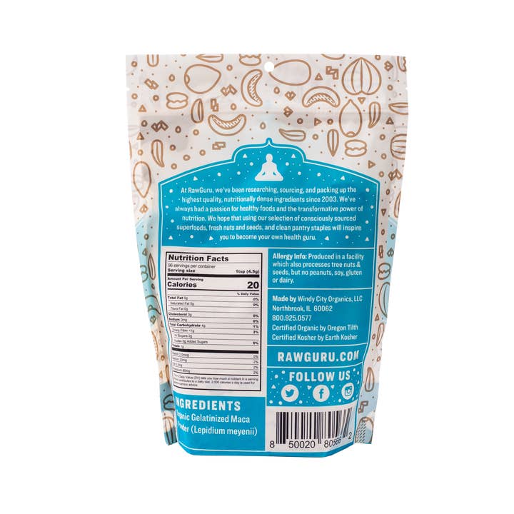 Windy City Organics - Wholesale Proteïne/superfoodpoeder - Rauwe biologische gelatiniseerde maca poeder - 16 oz1