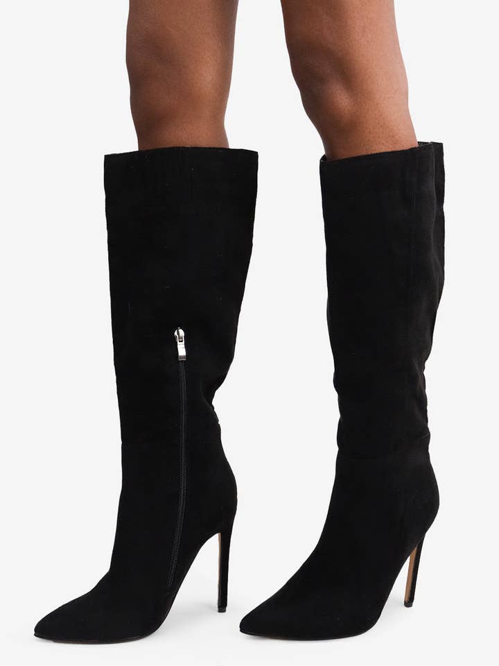 Black HOMAGE - Suede Knee-High Boots for wholesale on Faire2