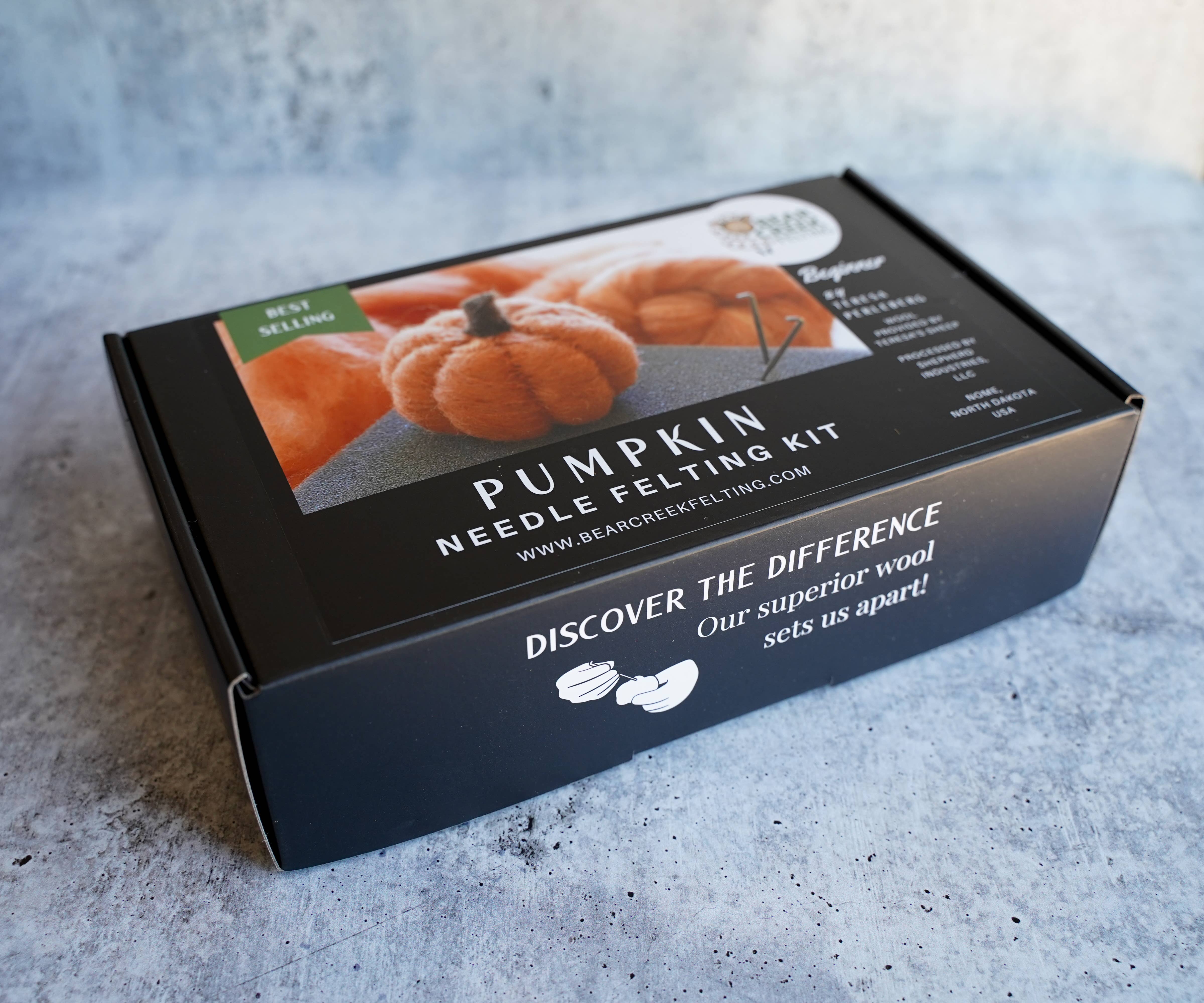 Bear Creek Felting - Vente Kit de bricolage - Kit débutant de feutrage à l'aiguille citrouille6