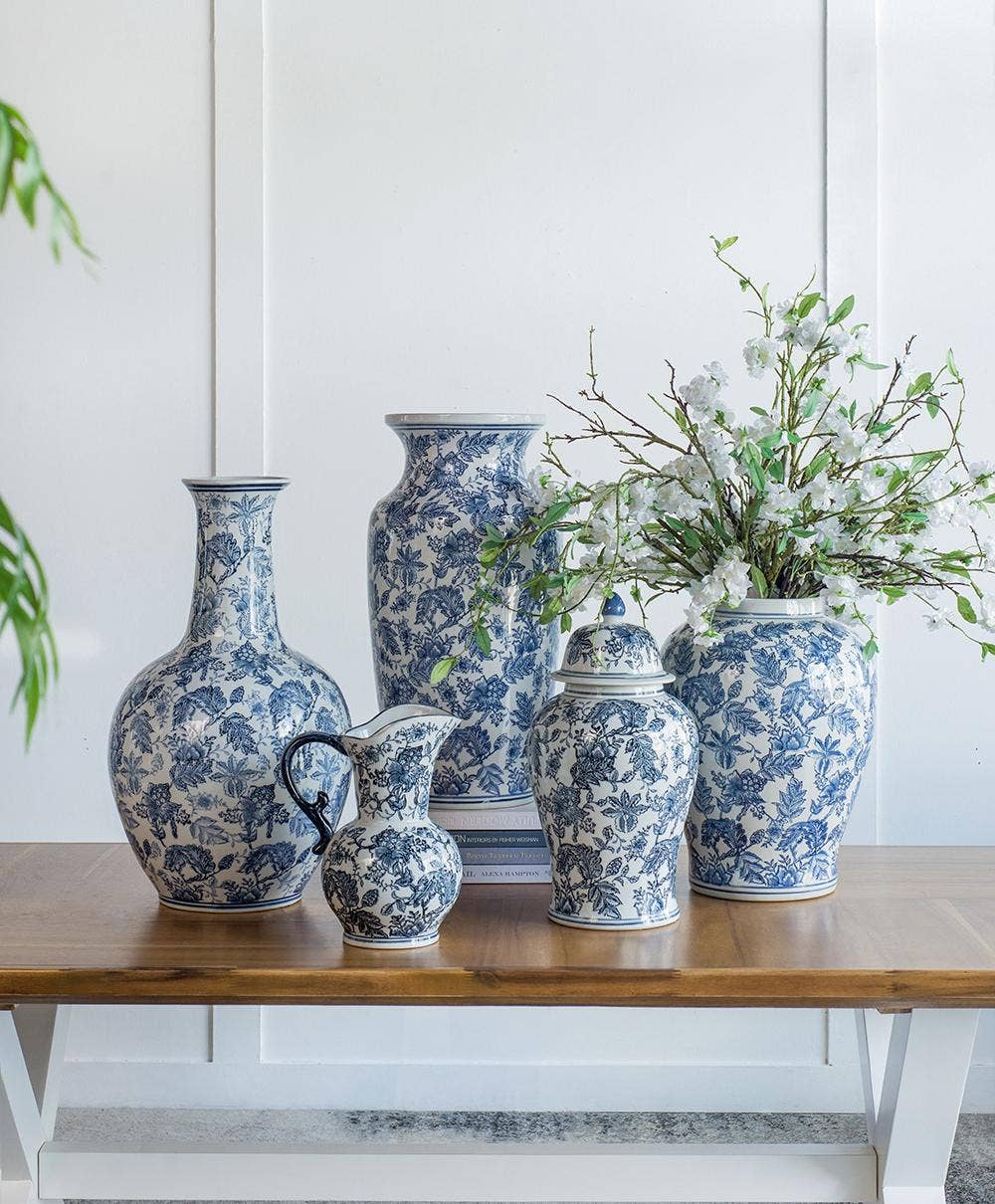 A&B Home Group Inc. - Wholesale Vase - D12x24" Porcelain Vase - White/Blue7