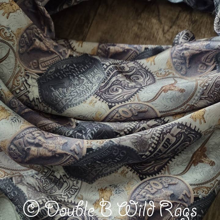 Double B Wild Rags – wholesale Scarf – Women's – Wild Rag Rodeo Belt Buckle "Hey Champ" MISC 423 Cowboy Western Neck Scarf Bandanna by Double B Wild Rags