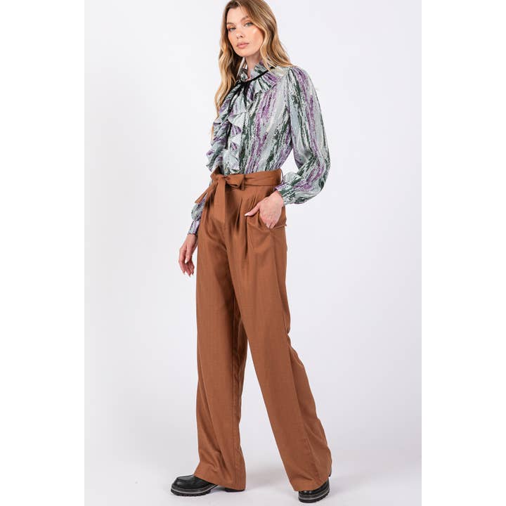 PANTALONI CON CINTURA A VITA ALTA (SP7328) per la vendita all'ingrosso da parte di Sage + Fig