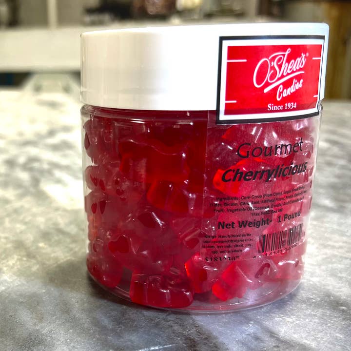 Gourmet Gummy Bears “Cherrylicious 🍒🍒”w/ Jar 16OZ for wholesale by O'Shea's Candies Sweet Shop