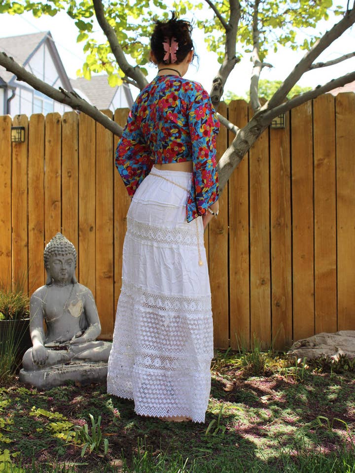 PuzzleStack - Wholesale Skirt - Women's - White Cottage Core Eyelet Lace Cotton Skirt