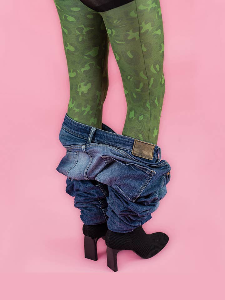 Paripardo gröna mönstrade strumpbyxor för wholesale av SWEET PARIPE