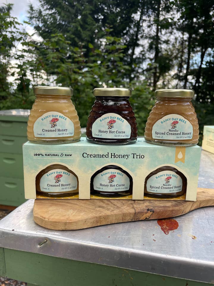 Creamed Honey Trio for wholesale by Rainy Day Bees