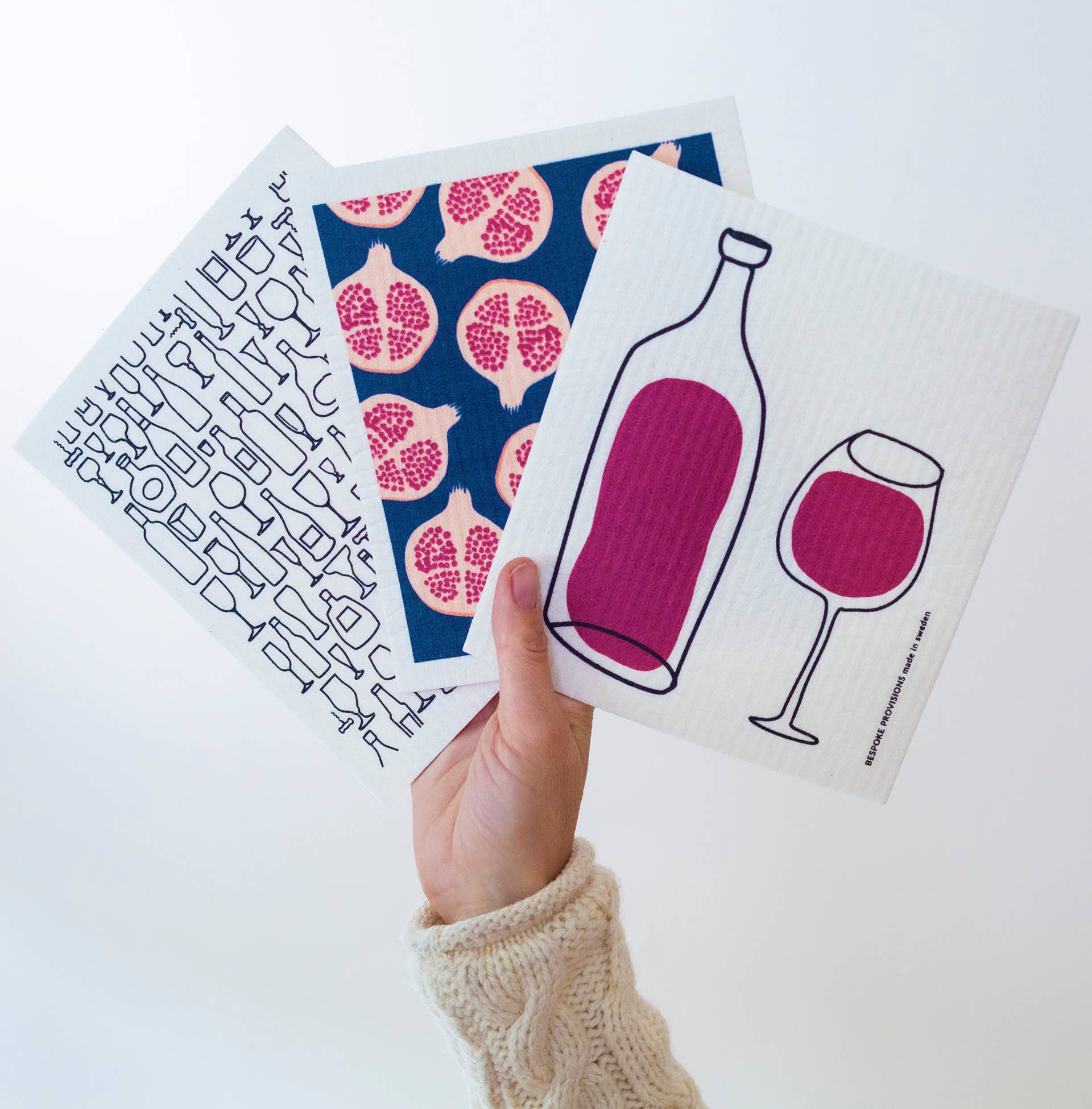 Bespoke Provisions - Vente Torchon - Chiffon réutilisable pour vaisselle à motif grenades - Chiffon éponge suédois5