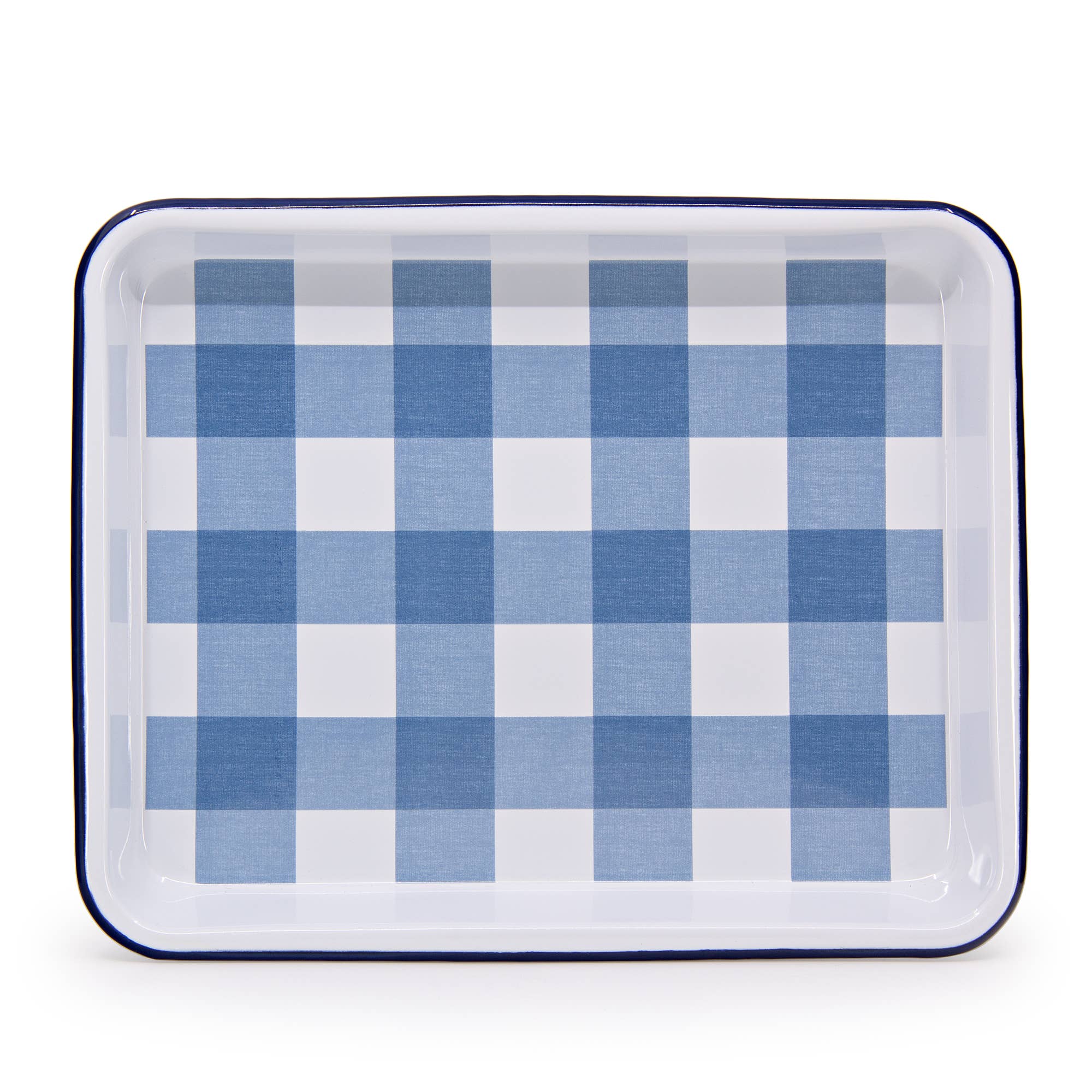 Crow Canyon Home – wholesale Serving tray – Max Humphrey x CCH Gingham Enamelware Small Rectangle Tray0