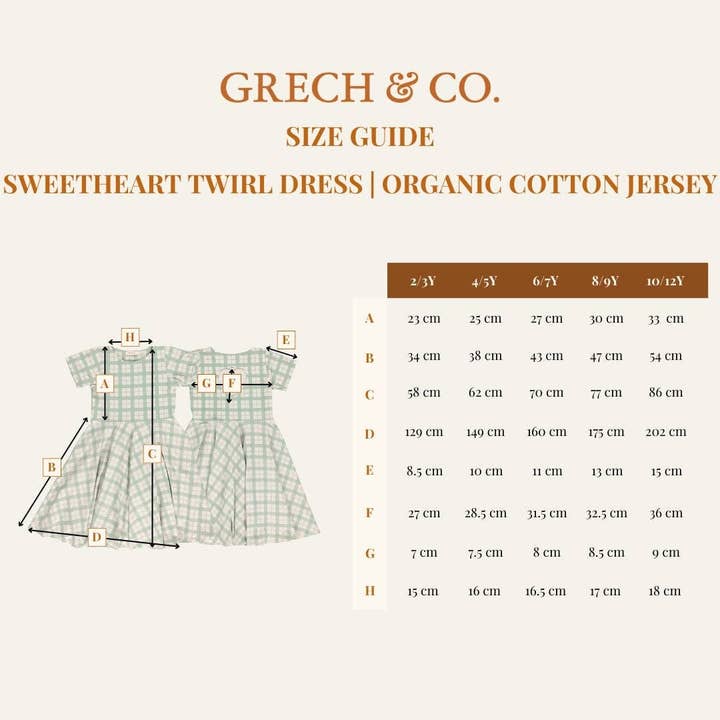 Sienna Gingham Sweetheart Twirl Dress | Organic Cotton Jersey for wholesale on Faire6
