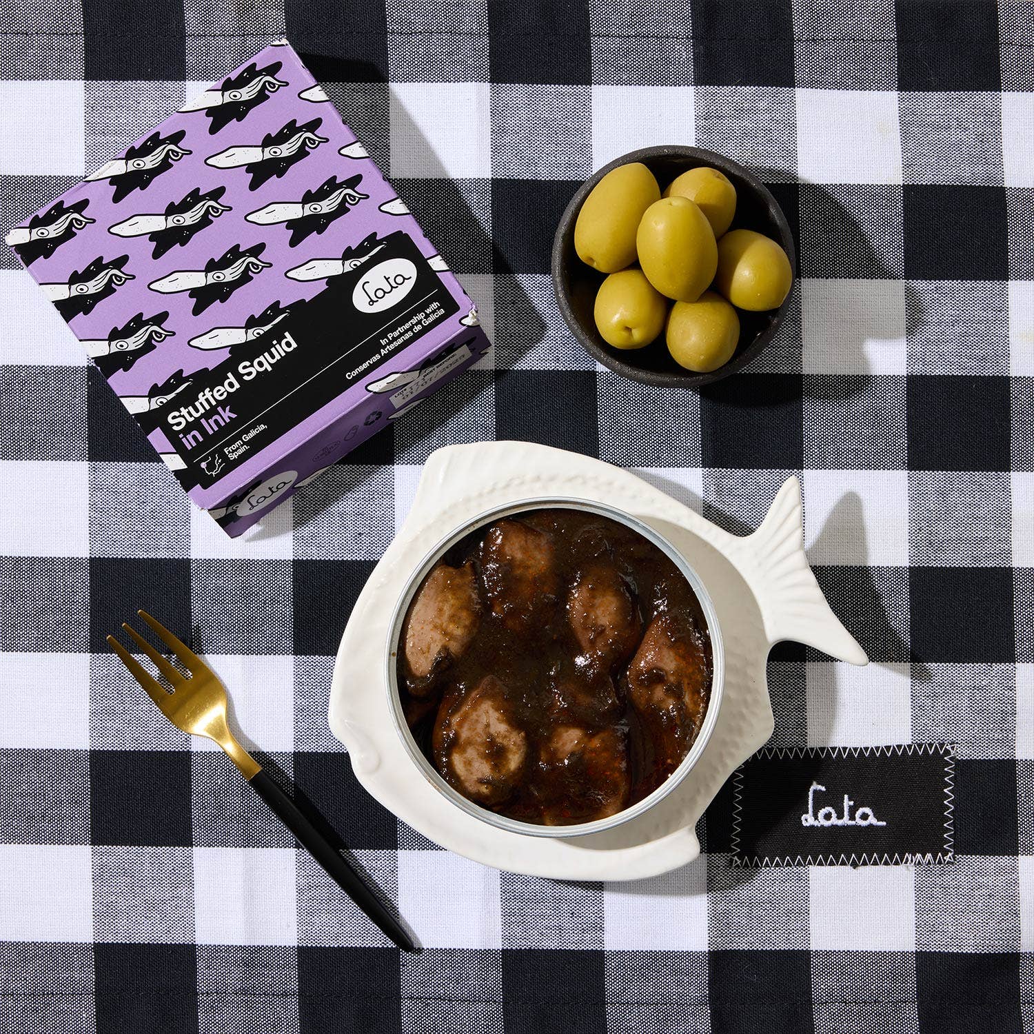 Lata – wholesale Tinned fish – Lata Stuffed Squid in Ink2