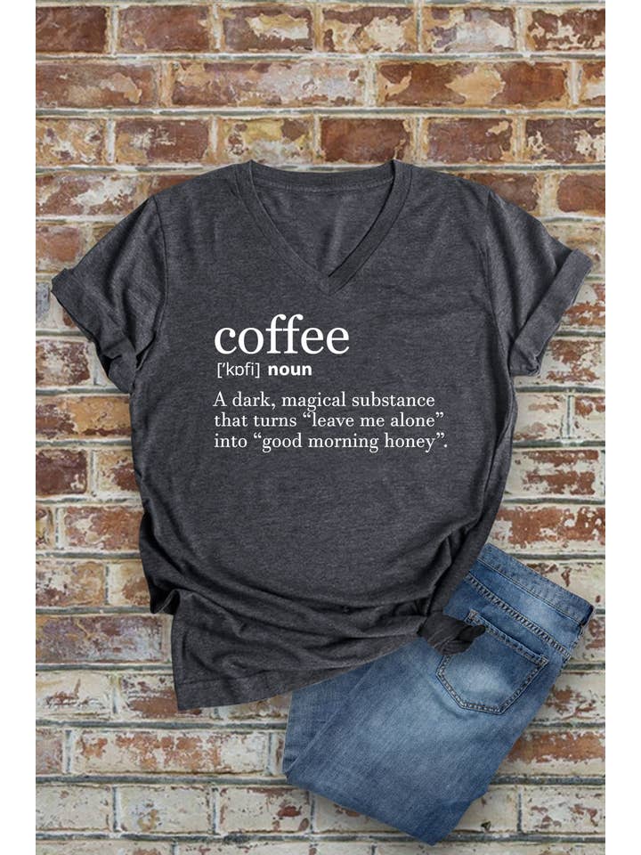 Top Avenue - Wholesale Screen Printed T-Shirt - Women's - Coffee Definition, Unisex V-Neck T-Shirt9