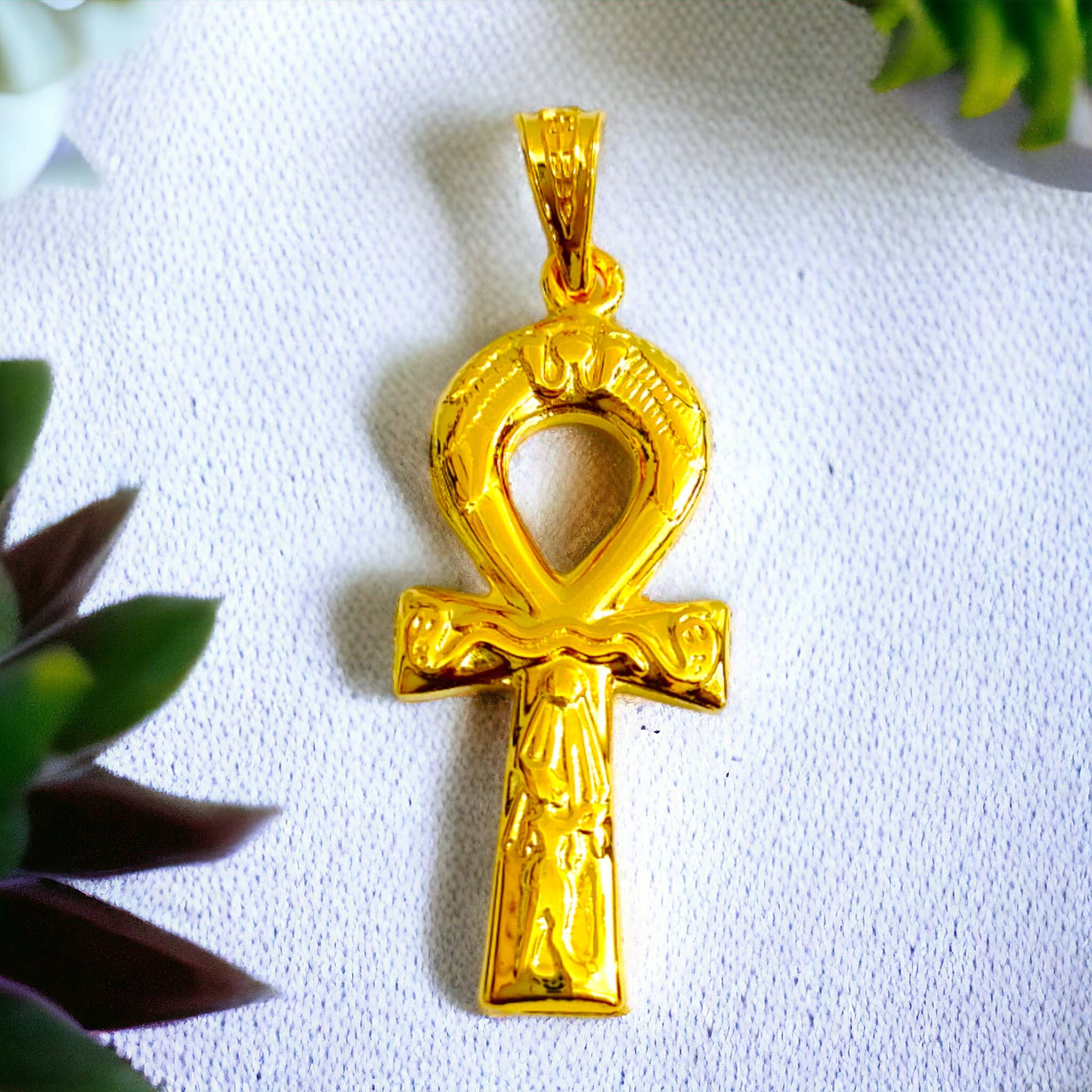 ALADDIN'S LAMP JEWELRY - Wholesale Individual Charm/Pendant - Gold Key Of Life Ankh Akhenaton Prayers Pendant7