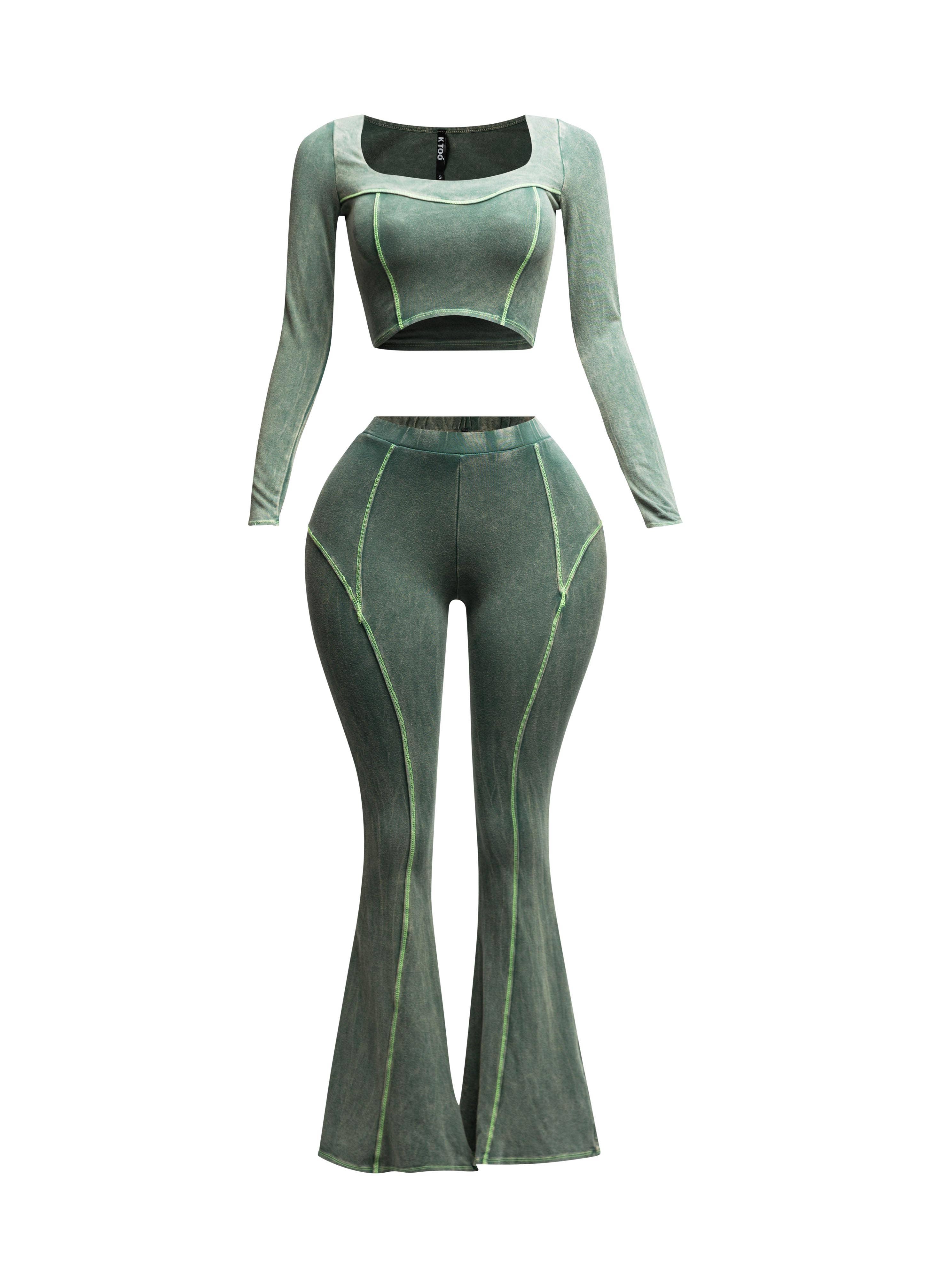 OLIV Mineraltvättad långärmad crop top & byxa set för wholesale på Faire