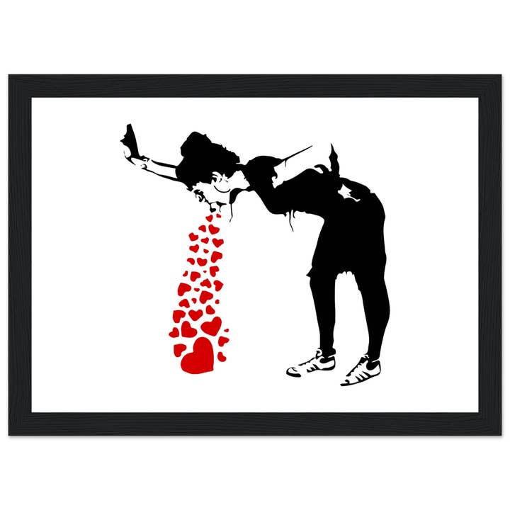 Art-O-Rama Shop – Poster por atacado – Cartaz da arte de Banksy Lovesick Girl Whowing Up Hearts4
