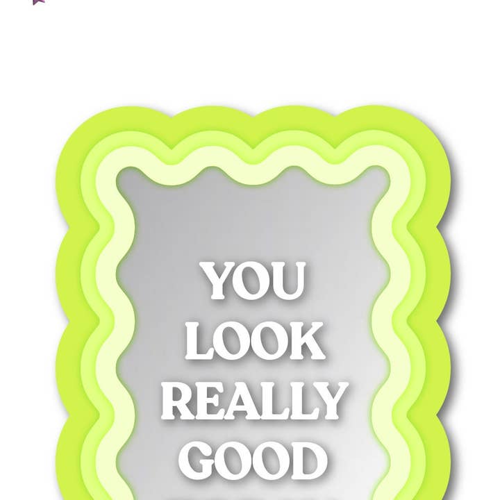 Sage Green Mirror Sticker | Mirror Sticker Affirmation Decor, You Look Good, Laptop Sticker, Water Bottle Sticker, Journal Sticker, Quote for wholesale by Blushed Angels