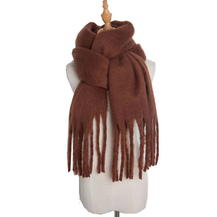 HIDDENBRAND - Wholesale Scarf - Women's - soft cozy classic solid fringe scarf wrap10