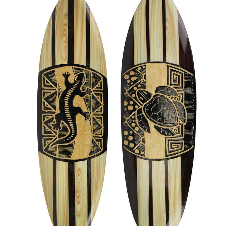 Paar exquisiter handgeschnitzter Holz-Surfboards, 20 Zoll lang für den Großhandel von Zeckos