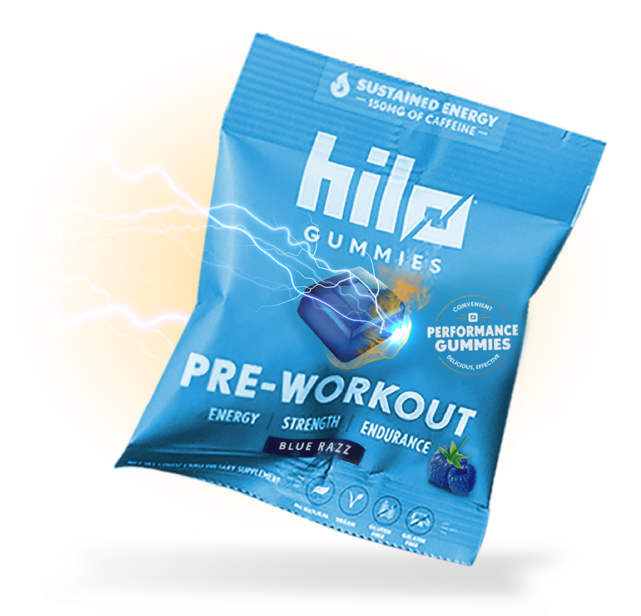 Hilo Nutrition - Wholesale Oral Supplement/Vitamin - Hilo Pre-Workout Blue Razz Gummies 10ct Singles0