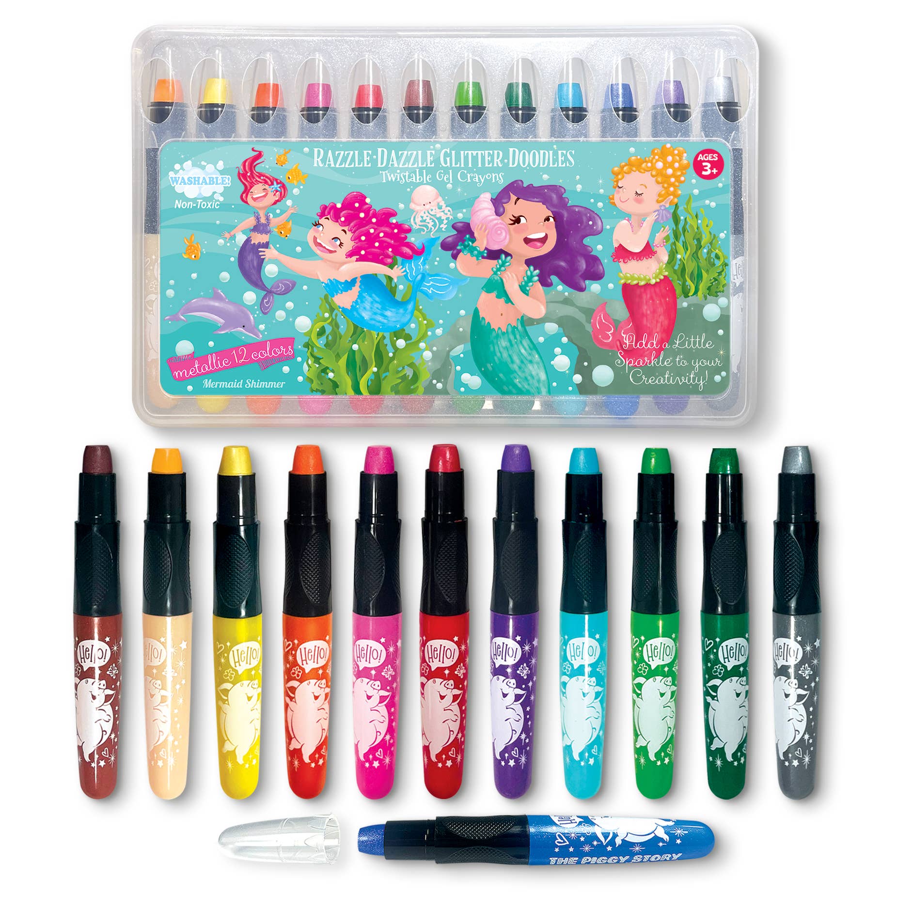 The Piggy Story - Vendita all'ingrosso Pastelli a cera - Bambini e neonati - Pastelli a gel luccicanti Mermaid Shimmer Doodle, ruotabili3