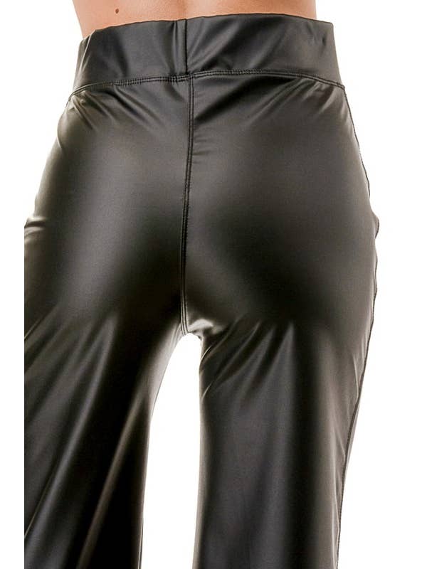 Noir PANTALON DROIT EN CUIR VÉGÉTALIEN PPU11 en vente sur Faire9
