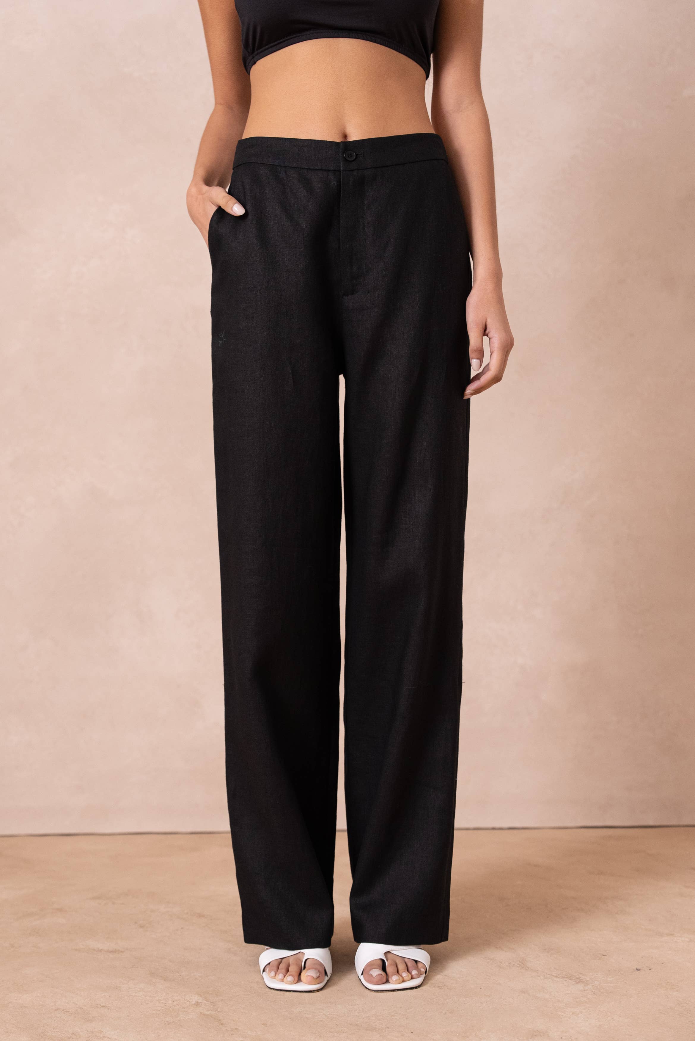 Attentif Paris - Wholesale Pants - Women's - [Linen] Plain straight trousers in premium quality linen33