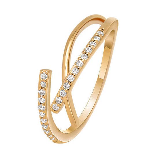 Criss Cross Adjustable Ring with studs for wholesale by Gemscape UK