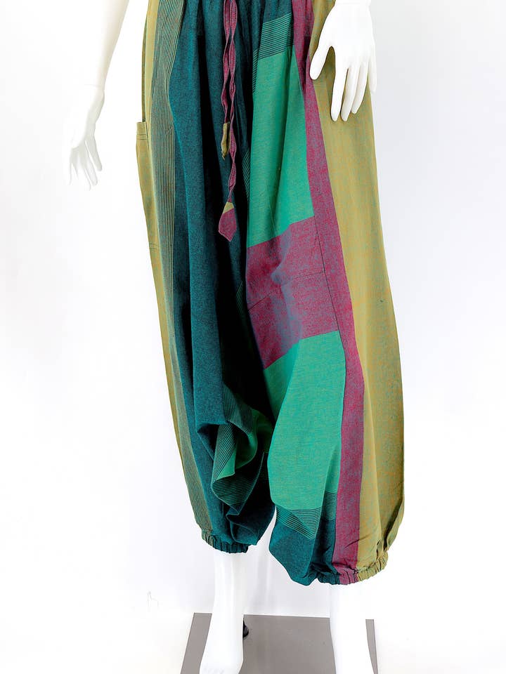Cotton Hippie Handmade Harem Multi-Colored One Size Fit All Bohemian Trousers for wholesale by Himalaya Handmade