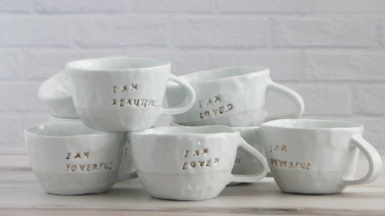 Design by Pouneh - Wholesale Coffee Mug - Personalized Hand built pinch love mugs,8oz with 24k luster1