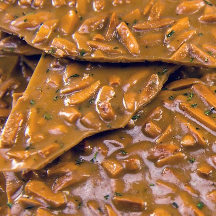 8 oz Rosemary Almond Butter Crunch for wholesale by p.o.p. candy co.