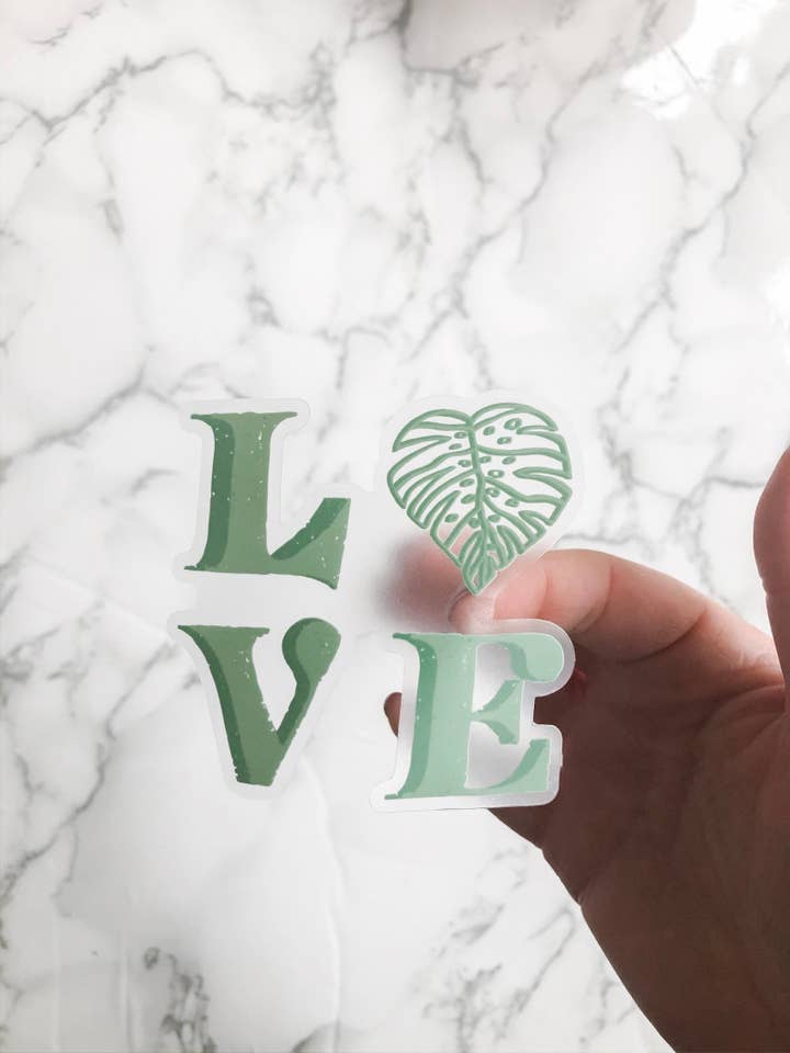 Plant Love Clear sticker for wholesale by Durham doodles