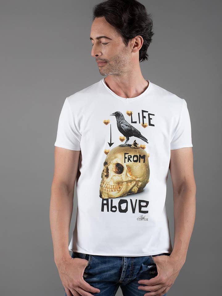 HEREN T-SHIRT LIFE FROM ABOVE voor wholesale door Paul Cortese