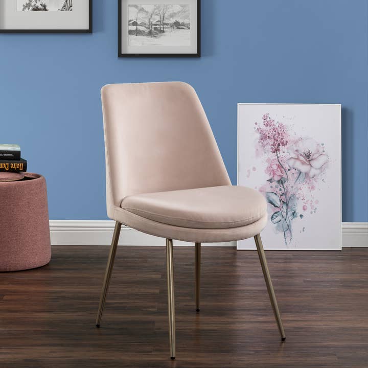 HOMYCASA DESIGN INC - Wholesale Chair - Modern Velvet Dining Chair- Gold Legs-Beige3