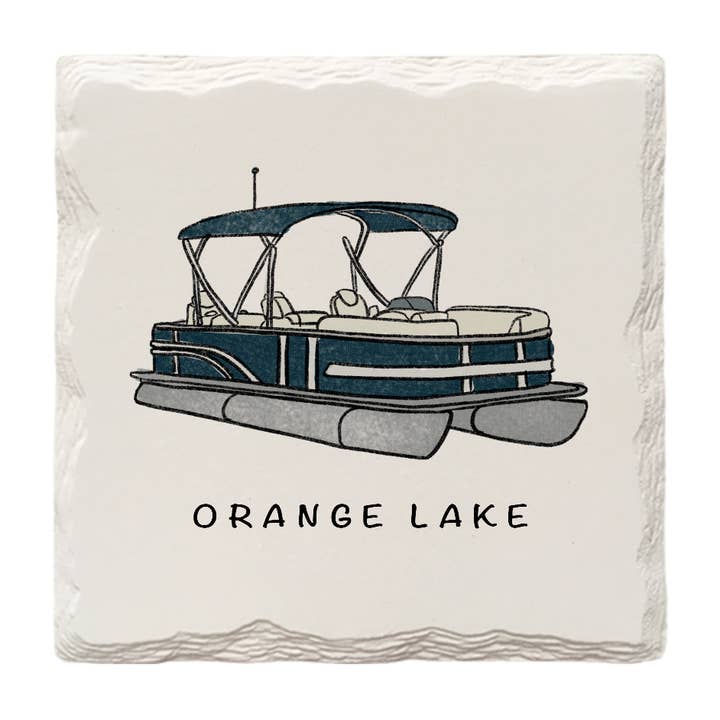 Customizable Pontoon Boat Doodle | Drink Coaster for wholesale by Mill Wood Art
