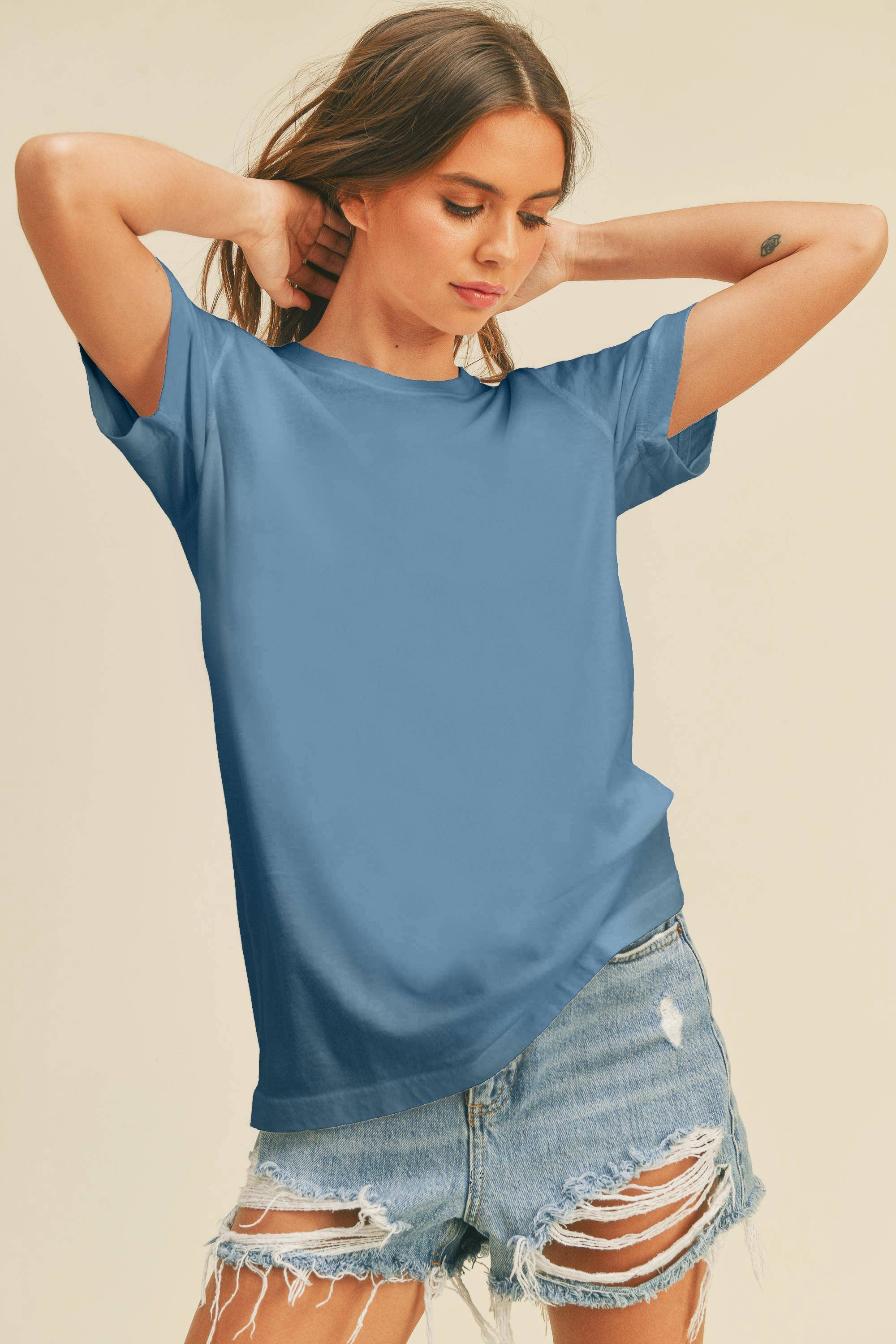 Honestee - Venta al por mayor Camiseta estampada - Mujer - Camiseta Clásica de Manga Corta en Blanco24