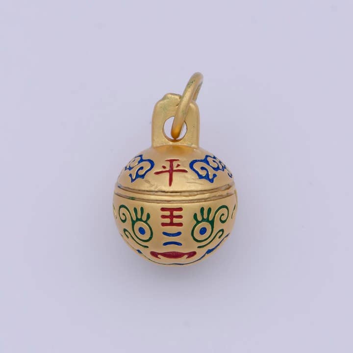 "Bem-estar Segurança" Amuleto de Proteção de Ouro com Tigre de Esmalte em Carácter Chinês | X-713 por atacado de Aim Eternal