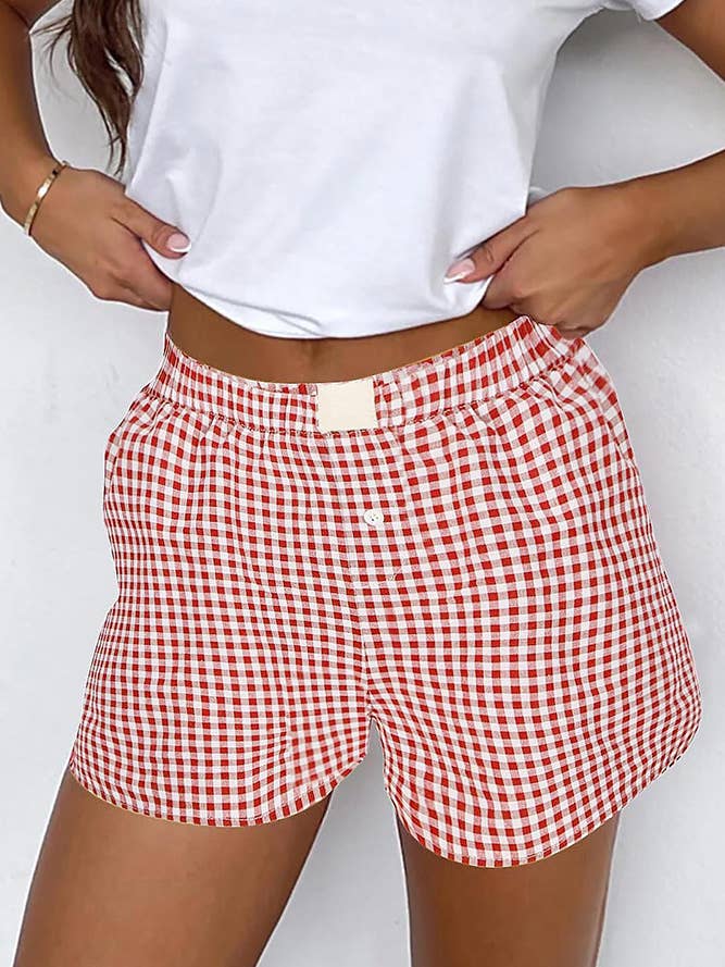 UNISHE - Wholesale Shorts - Women's - High Waist Plaid Shorts ZK1963