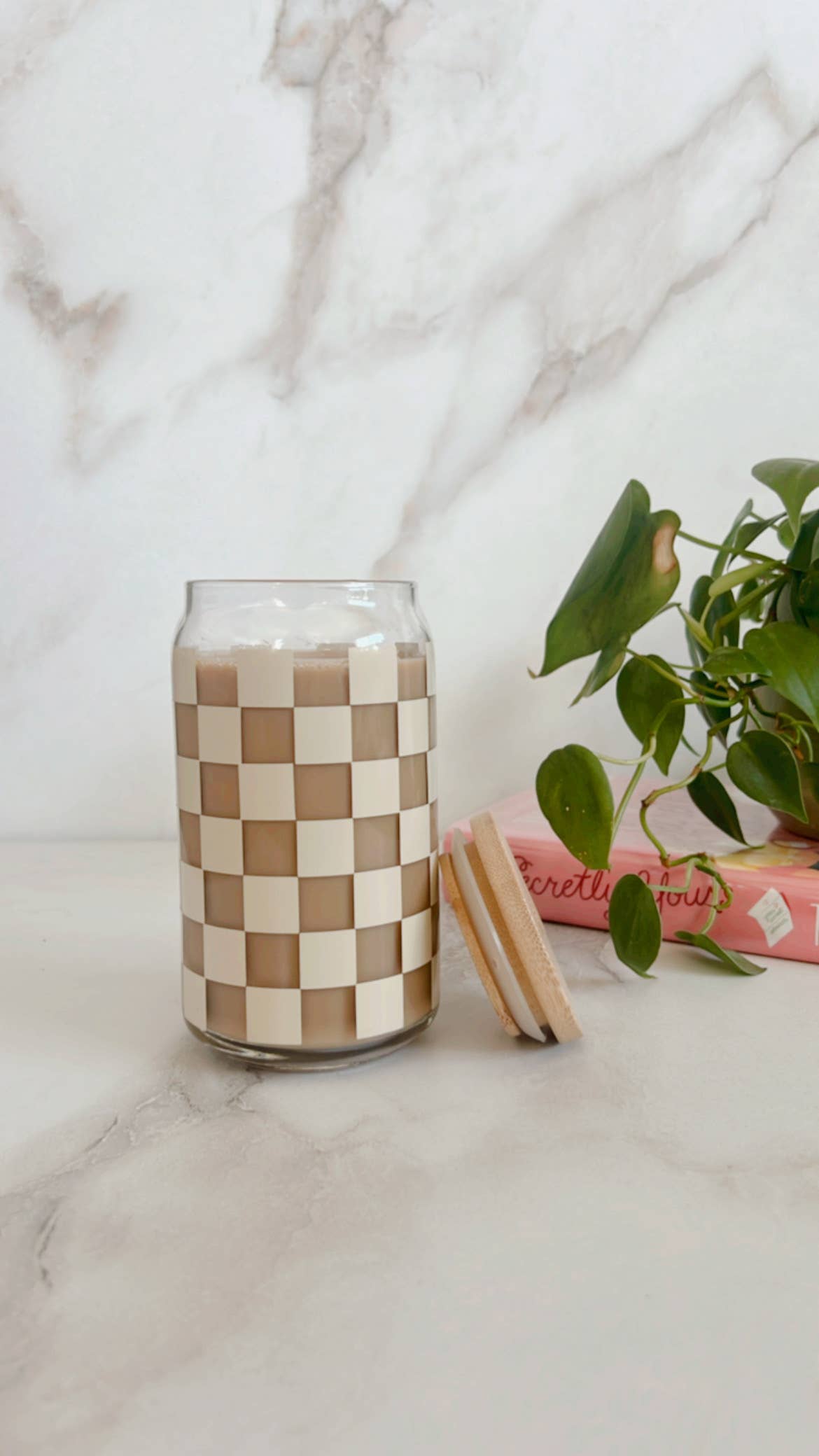 NVDSIGNZ - Wholesale Drinking Glass/Cup - Neutral Checkered Iced Coffee Glass,Libbey Beer Can Glass