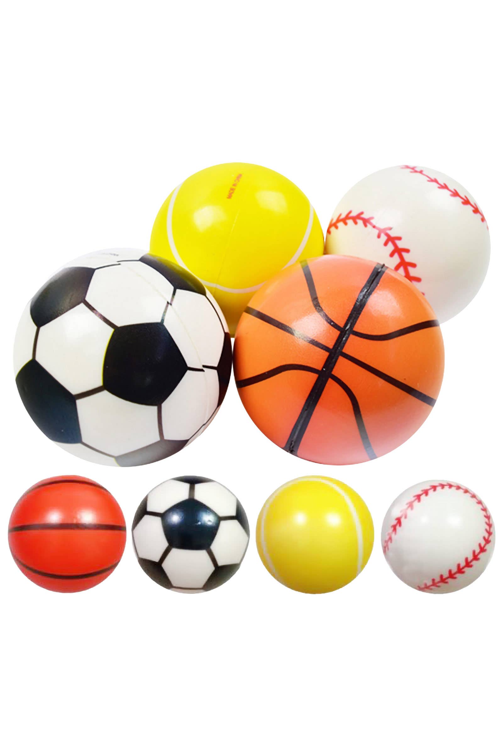 Assorted Sports Ball Pu Foam Bouncy Stress Ball for wholesale on Faire0