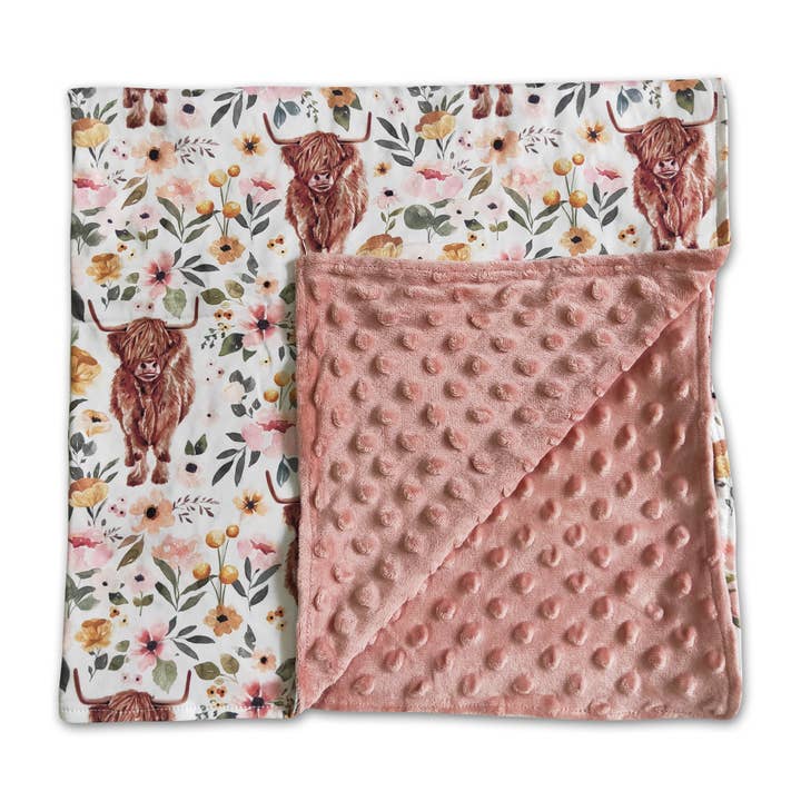 Yawoo Garments - Wholesale Bedding Blanket - Kids & Baby - Highland cow floral baby girls blankets