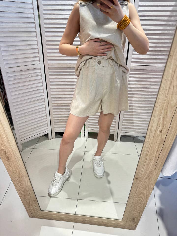 Fluid belted shorts with elastic waist - 7025 for wholesale by VICTORIA&ISAAC