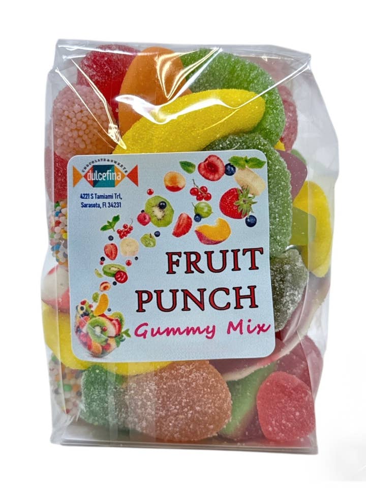 Fruit Punch Gummi Mix 11oz bag for wholesale by Dulcefina Chocolate and Sweets