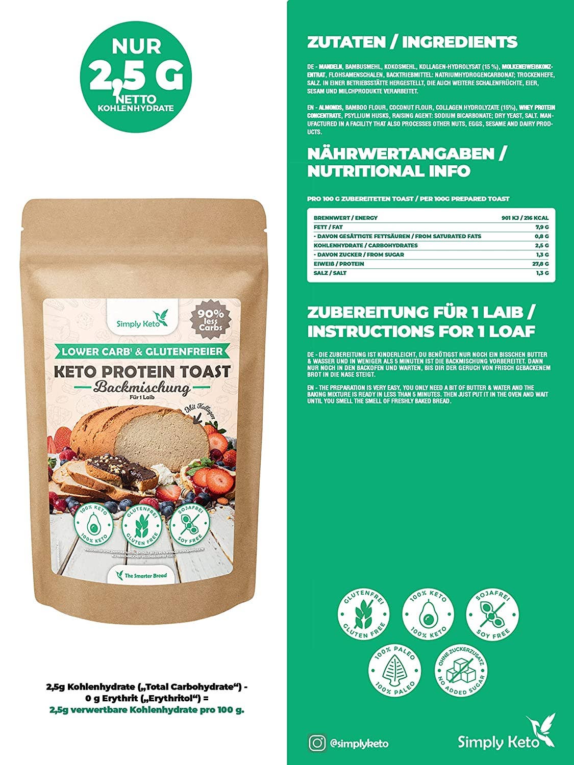 Simply Keto - Wholesale Bread Mix - Keto protein toast baking mix5