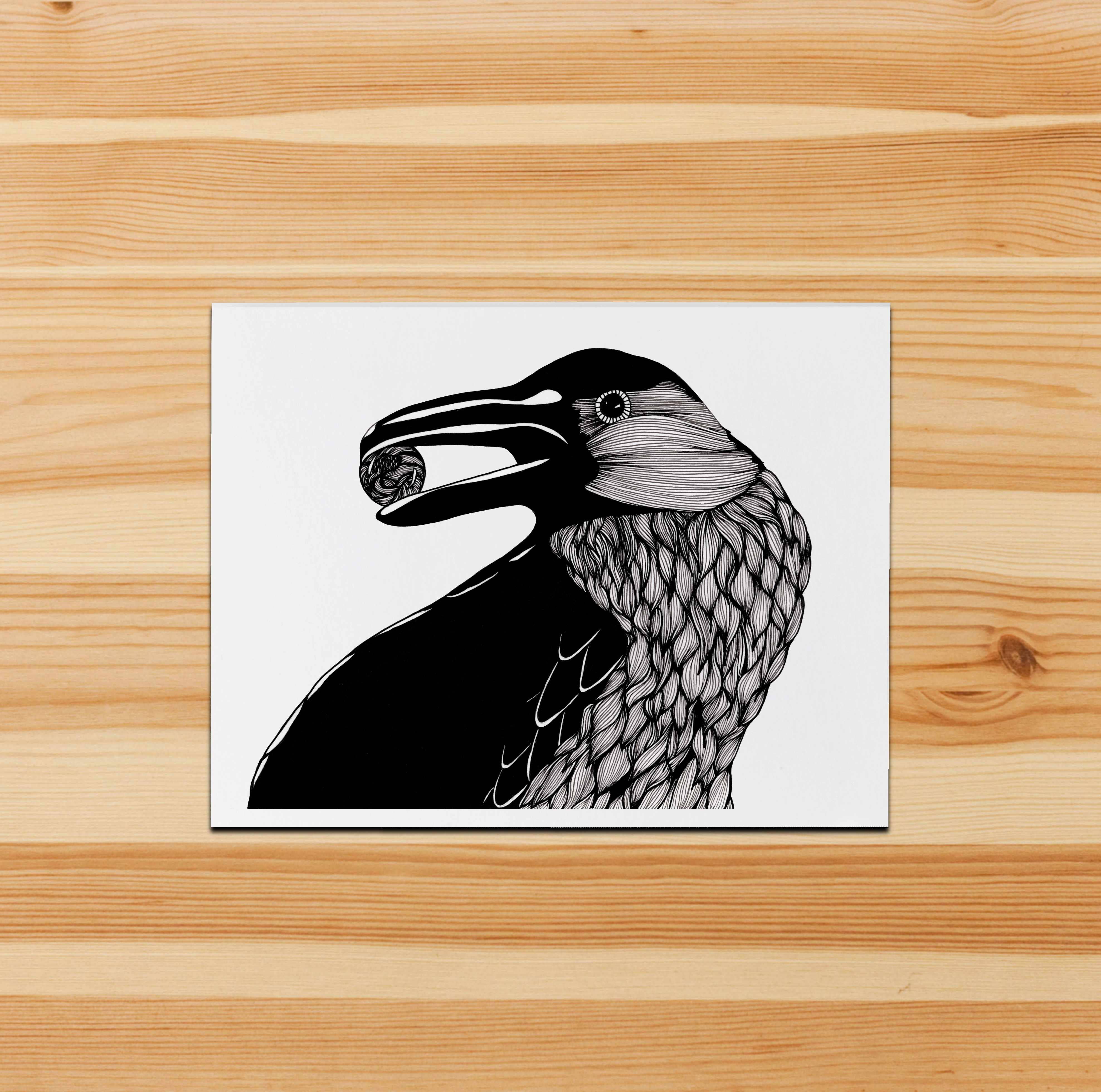 PinkPolish Design - Wholesale Stationery/Notecard Set - "Raven" Handmade Notecard3
